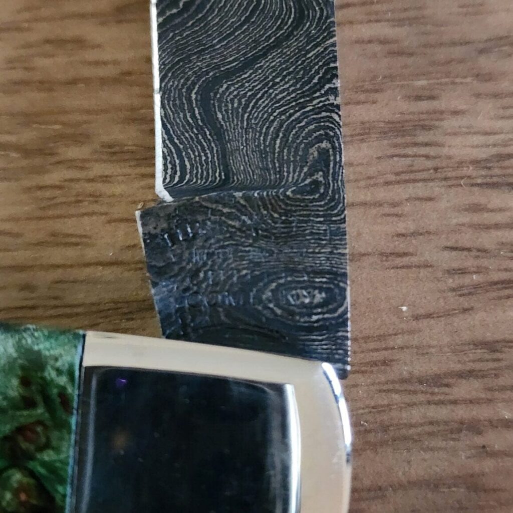 Tuna Valley Pheonix Jack Green Maple Burl w/ Damascus – gallery image 4
