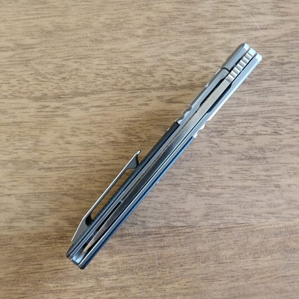 Karbon Knives By Ken Onion Flatline Frame Lock in 154CM Stainless and Black G10 knife for sale