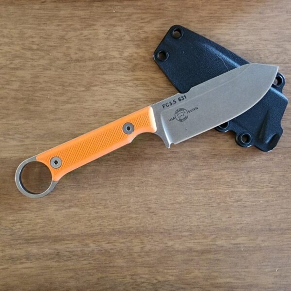 White River Knives Firecraft 3.5 Pro in S35VN W/ 2 sets of g10 handles hi-vis yellow & hi-vis orange, currently mixed and matched – gallery image 1