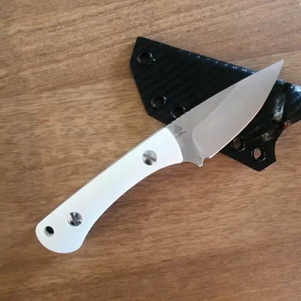 Twisted Assisted Gambler in S35VN w/ 2 sets of g10 handles (white & black) & Custom Armatus Carry Solutions Sheath in carbon fiber style kydex – gallery image 1