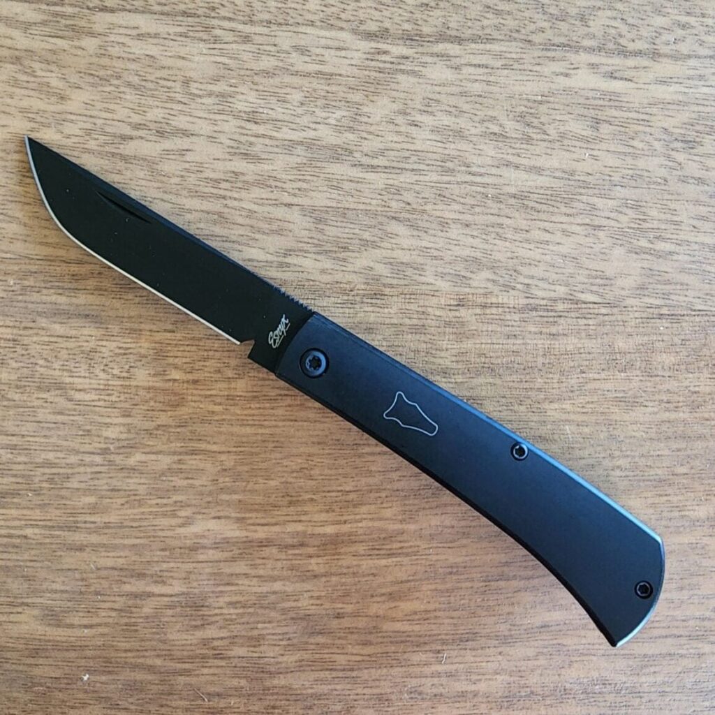 ESNYX Silver Line Workhorse Front Flipper Black Titanium and Mokuti Clip ESN-WHFF-77 knife for sale