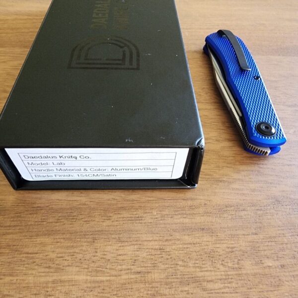 Daedalus Knife Co. "Lab" in Blue Aluminum and 154 CM Satin - Image 6