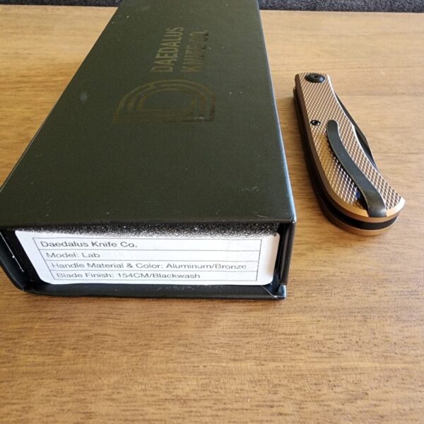 Daedalus Knife Co. "Lab" in Bronze Aluminum and 154 CM Blackwash - Image 6