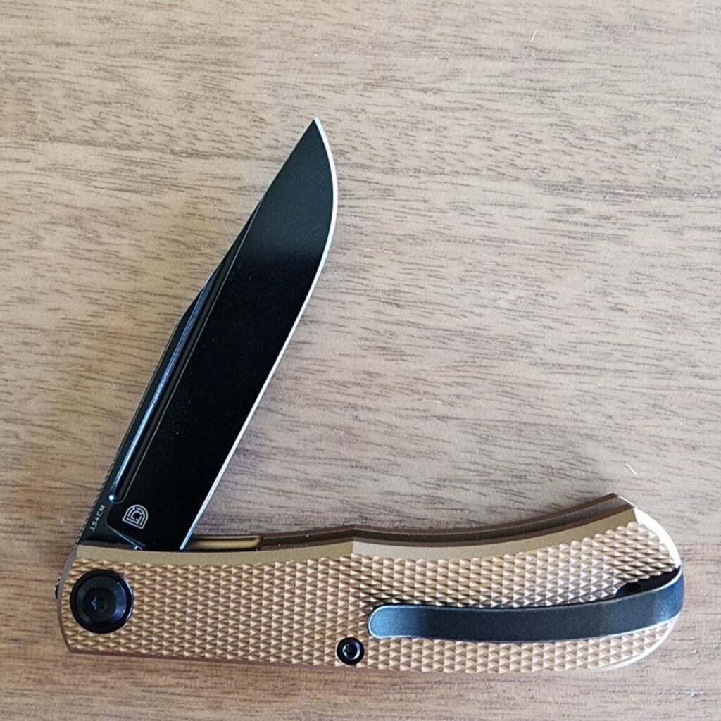 Daedalus Knife Co. "Lab" in Bronze Aluminum and 154 CM Blackwash knife for sale