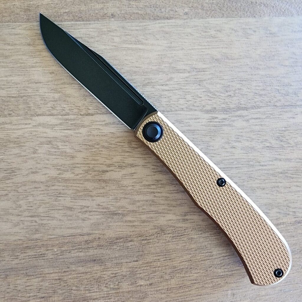 Daedalus Knife Co. "Lab" in Bronze Aluminum and 154 CM Blackwash knife for sale