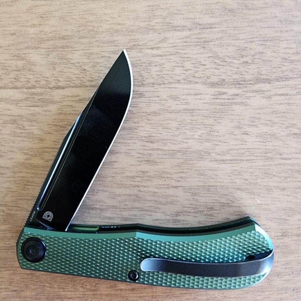 Daedalus Knife Co. "Lab" in Green Aluminum and 154 CM Blackwash knife for sale