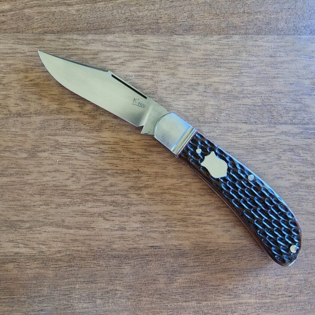 K'Roo Custom Lanny's Clip in Jigged & Dyed Bone Created May 2024 by W. O'Kelly knife for sale