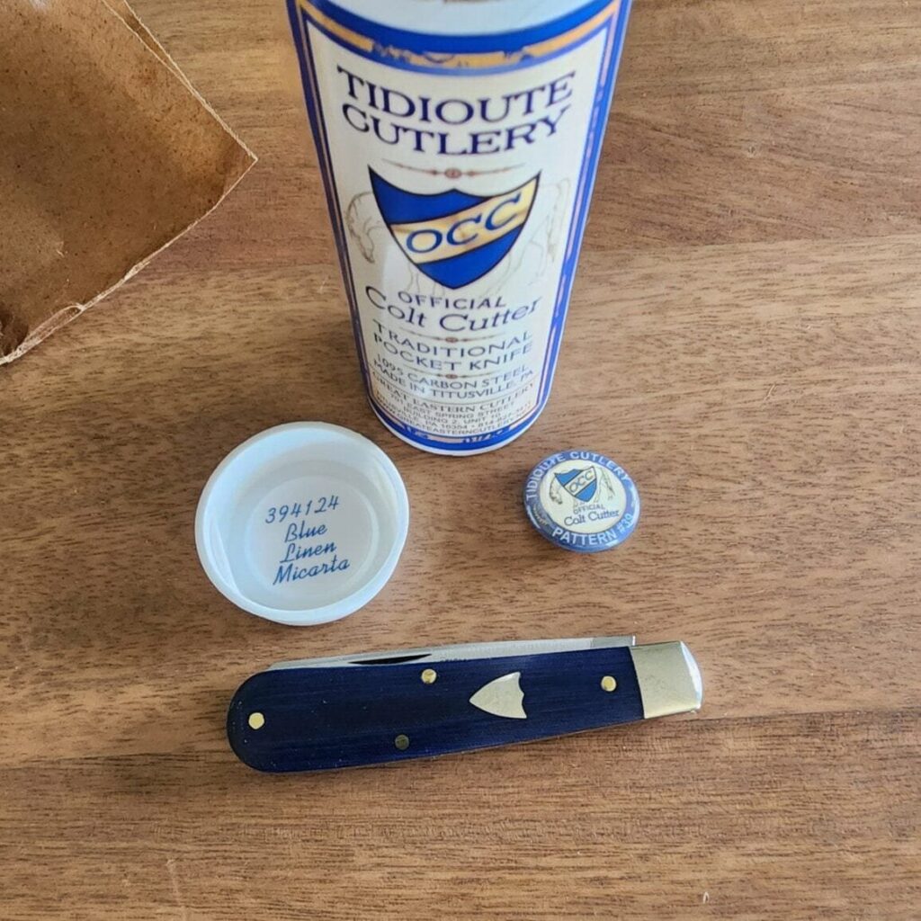 Great Eastern Cutlery #394124 Blue Linen Micarta knife for sale