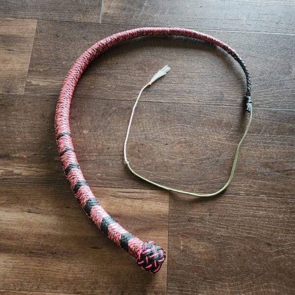 Hand Made Snake Whip in Paracord 58" OAL Pink
