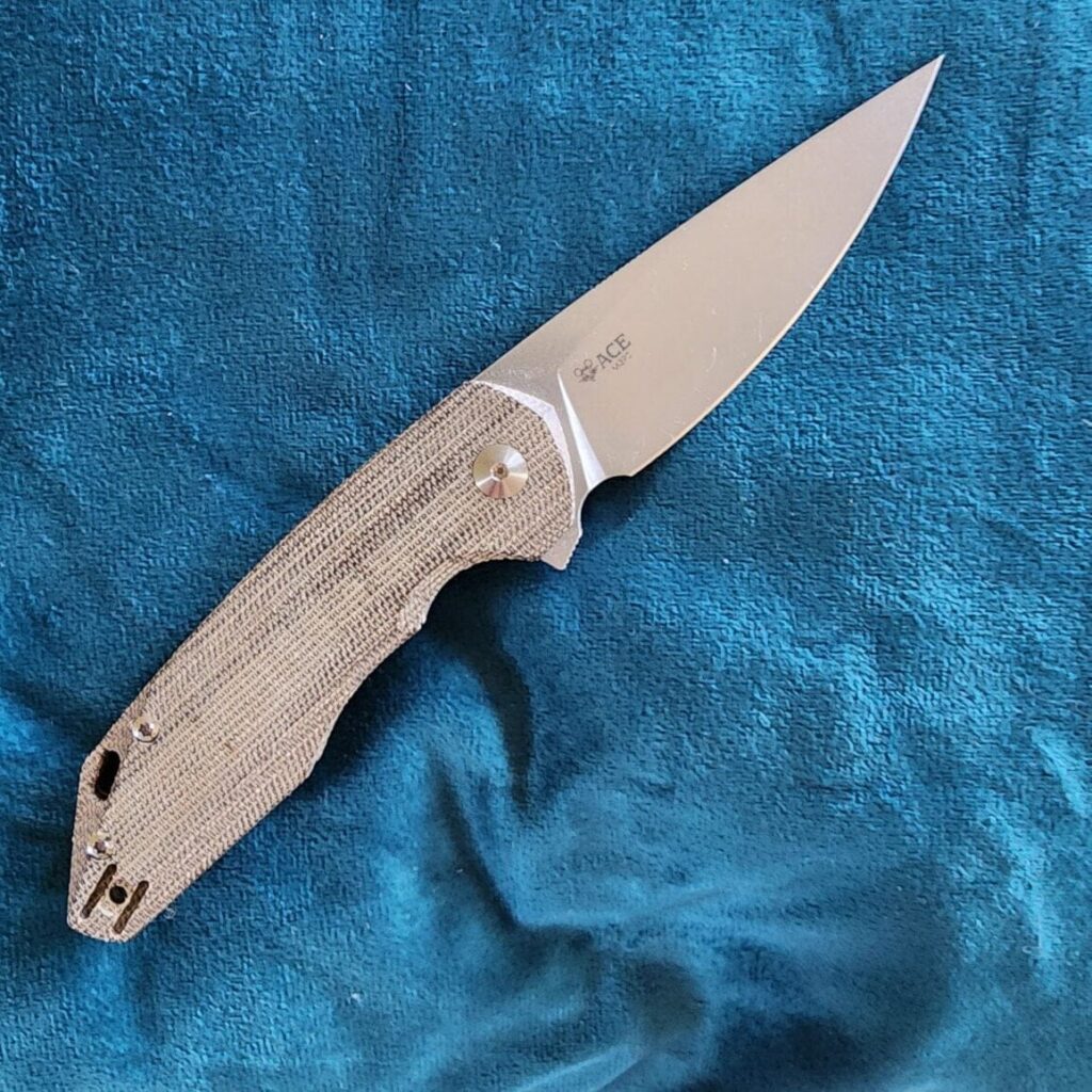 Giant Mouse ACE Corta Green Canvas Micarta Discounted "Rescue Mouse" (no clip) – gallery image 2