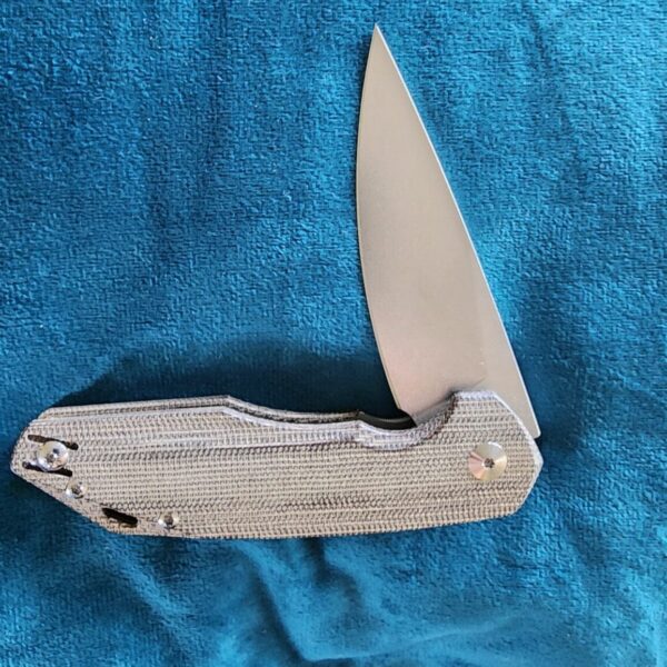 Giant Mouse ACE Corta Green Canvas Micarta Discounted "Rescue Mouse" (no clip) – gallery image 1