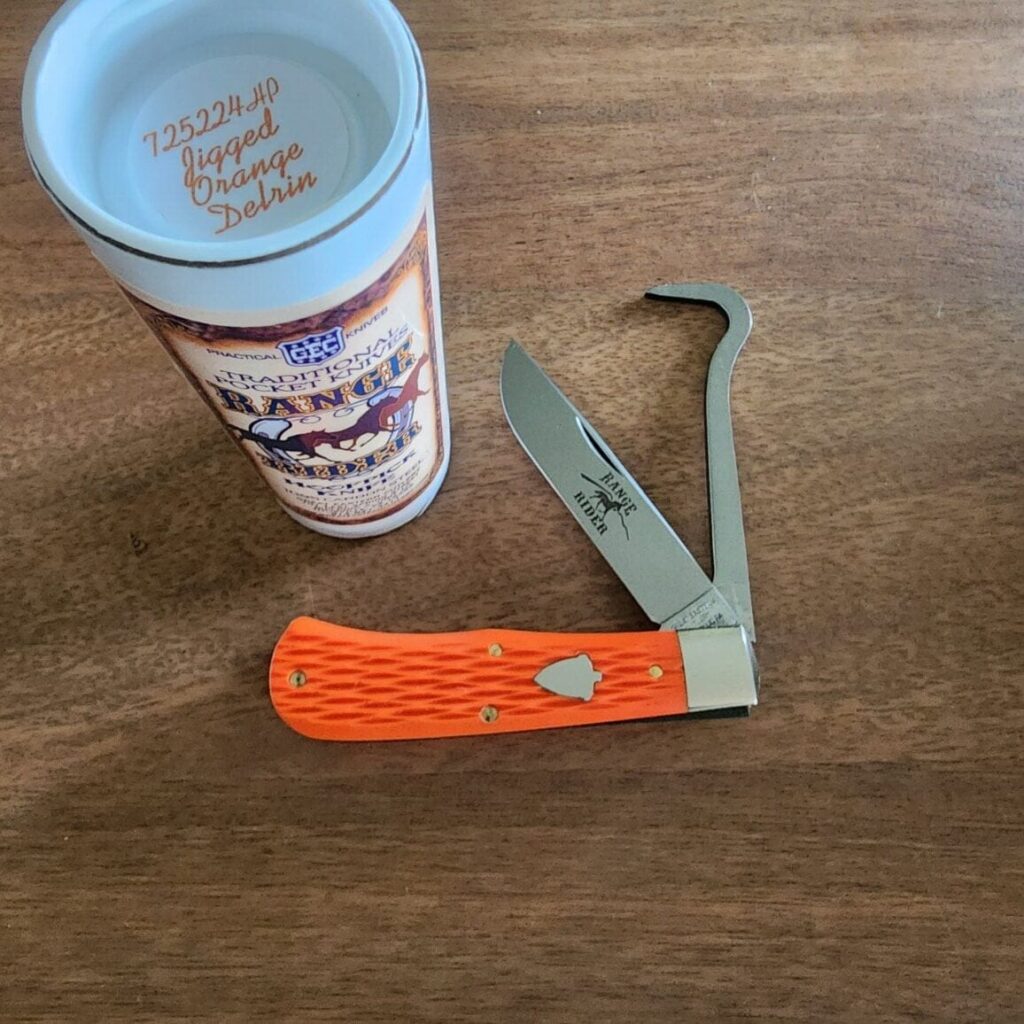 Great Eastern Cutlery #725224 HP Jigged Orange Delrin knife for sale
