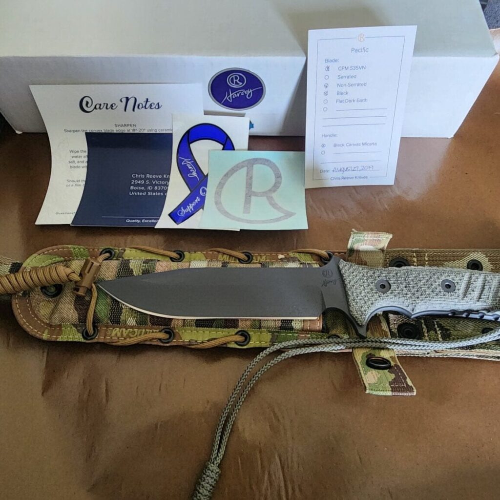 Chris Reeve Pacific Fixed Blade in CPM S35VN and Black Canvas Micarta Created August 27, 2019 – gallery image 7