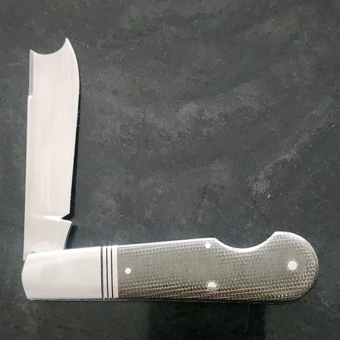 K'Roo Custom Easy Open One Arm Jack in Green Micarta Created June 2024 by W. O'Kelly – gallery image 4