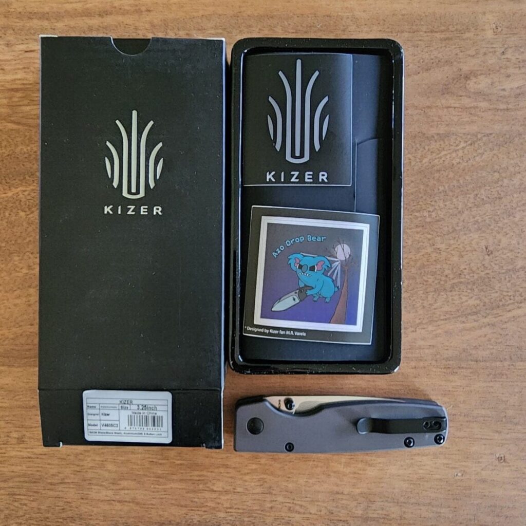 Kizer Original XL with 154 CM Stone Washed Blade, Button Lock and Aluminum. Model V4605C2 – gallery image 2