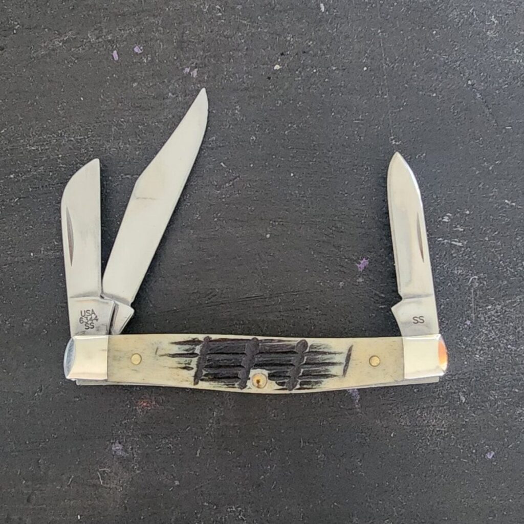 Case XX USA 6344 SS Olive Green Bone Fence Row Jig Medium Stockman – gallery image 2