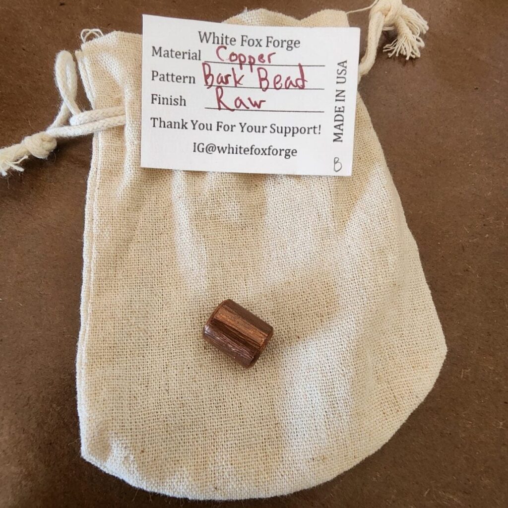 Beads, Custom Made Lanyard Beads By Sean at White Fox Forge Bark Bead Copper – gallery image 2