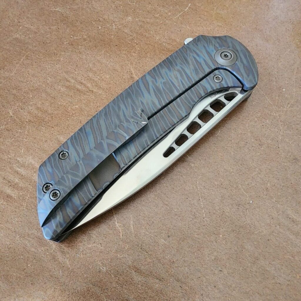 WE Knife Company 911B Malice in Marbled Blue/Bronze Titanium and Bohler M390 Satin – gallery image 2