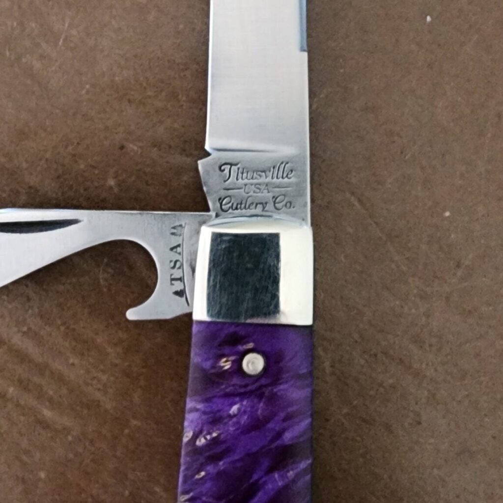 TSA Knives Exclusive Old Man Jack Caplifter w/ Lambsfoot Blade Purple Box Elder 1 of 2 by Daniels 07/2024 – gallery image 6
