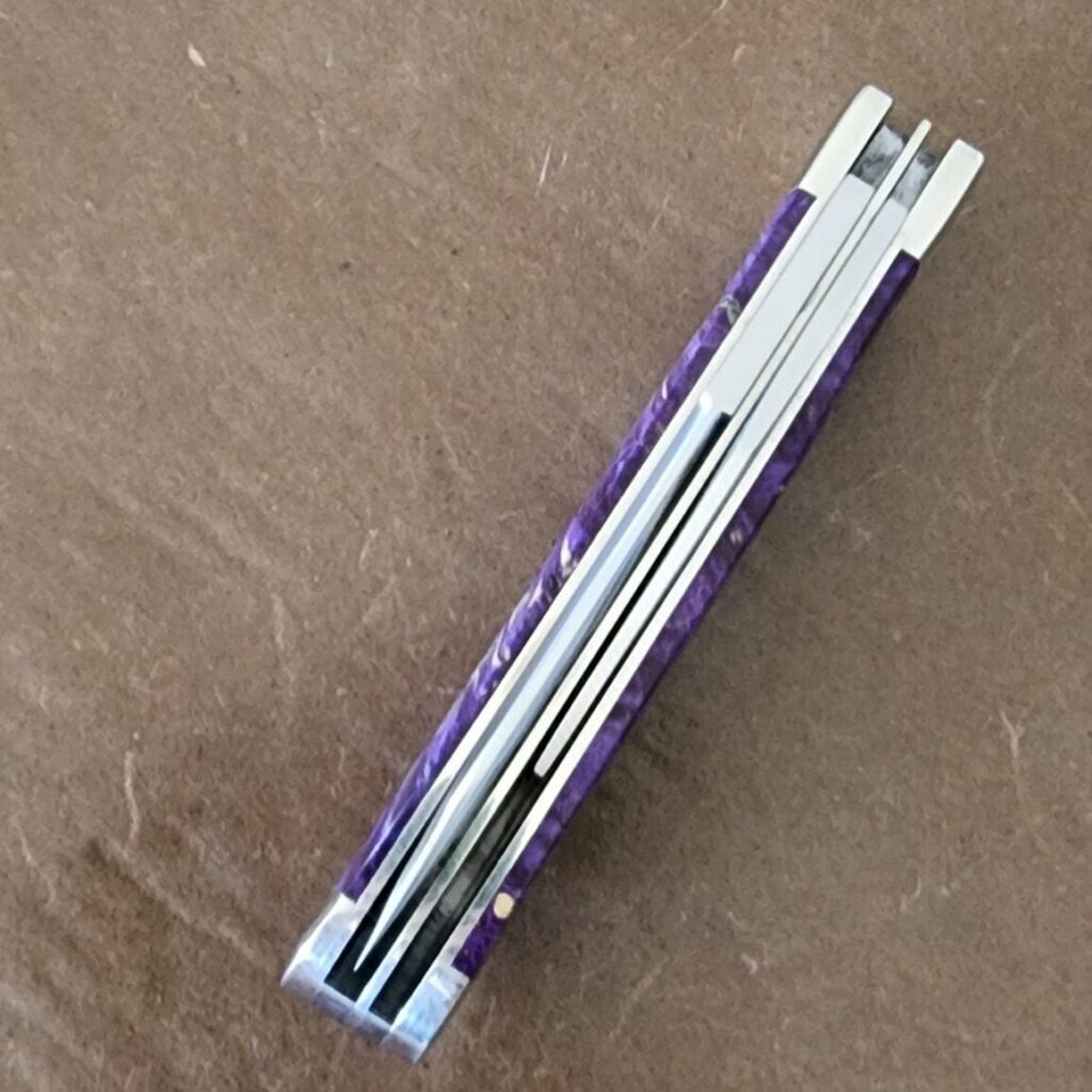 TSA Knives Exclusive Old Man Jack Caplifter w/ Lambsfoot Blade Purple Box Elder 1 of 2 by Daniels 07/2024 – gallery image 4