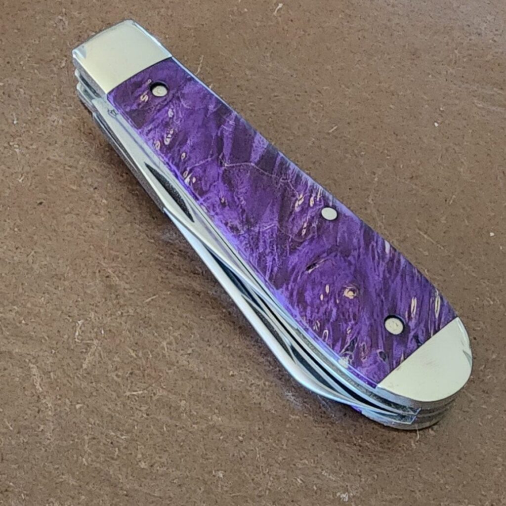 TSA Knives Exclusive Old Man Jack Caplifter w/ Lambsfoot Blade Purple Box Elder 1 of 2 by Daniels 07/2024 – gallery image 3