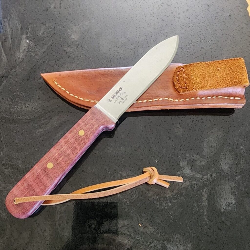 Trestle Pine Knives Custom Finished By G.Holmes in Leopard Wood and 440 SS Blade By Condor – gallery image 3