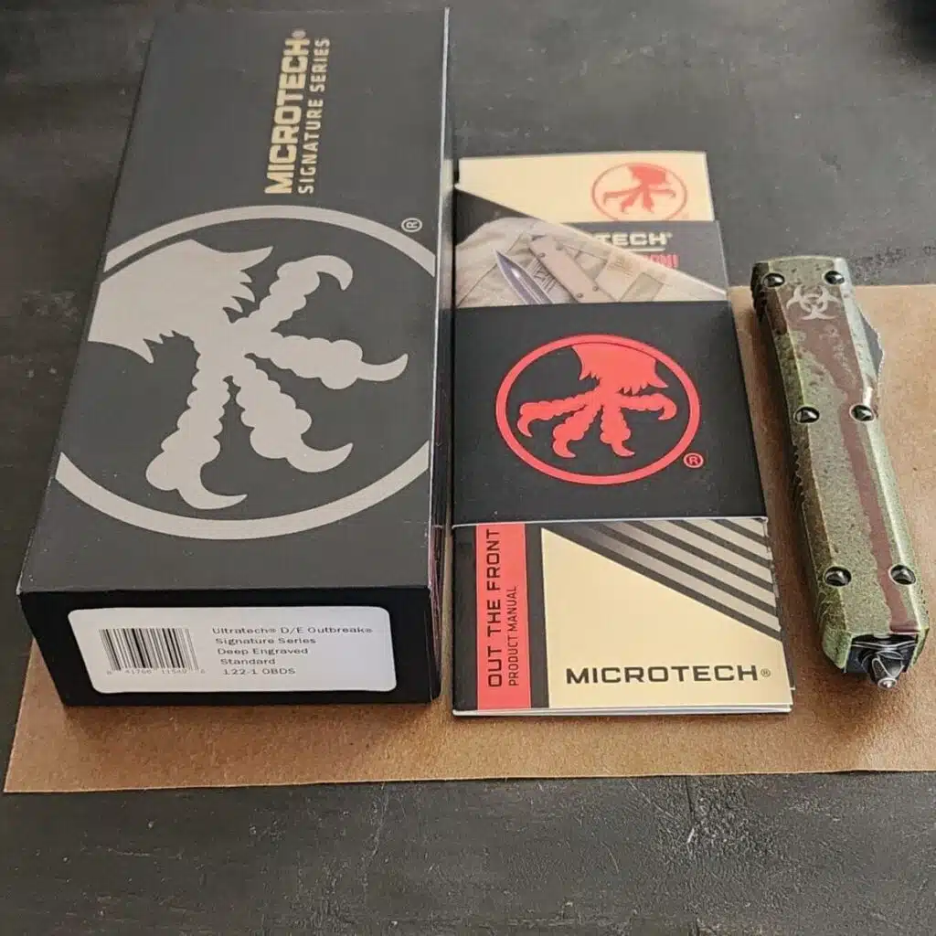 Microtech Ultratech D/E Outbreak Signature Series Deep Engraved Standard 122-1 OBDS – gallery image 6