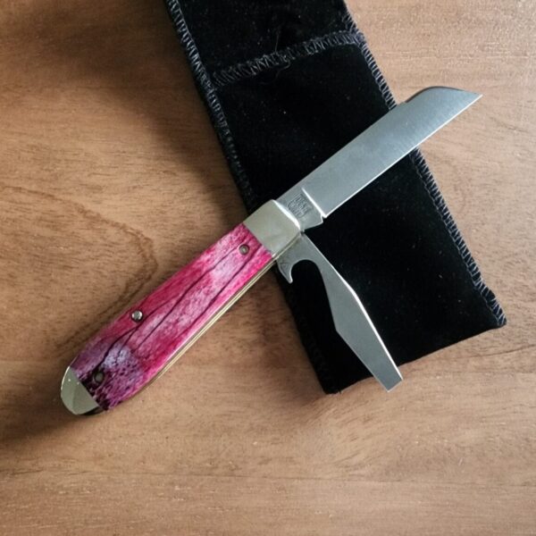 TSA Knives Exclusive Old Man Jack Caplifter w/ Sheepsfoot Red Velvet Giraffe Bone (1 of 3) by Daniels 07/2024 - Image 5