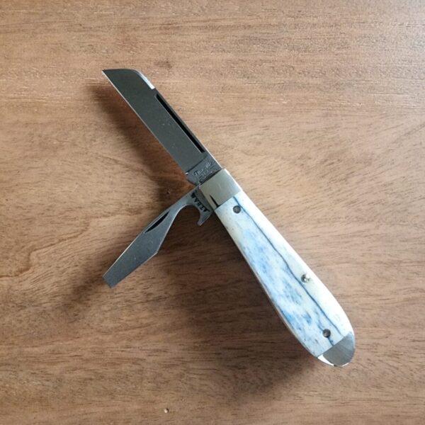 TSA Knives Exclusive Old Man Jack Caplifter w/ Sheepsfoot Olympic Blue Giraffe Bone (1 of 3) by Daniels 07/2024