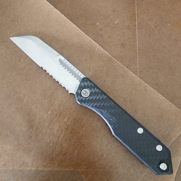 Heretic Jinn Carbon Fiber Stone Washed Serrated Magnacut H013-2B-CF SN 00225 USA 10/2023 - Image 6
