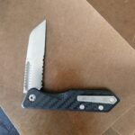 Heretic Jinn Carbon Fiber Stone Washed Serrated Magnacut H013-2B-CF SN 00225 USA 10/2023 knife for sale
