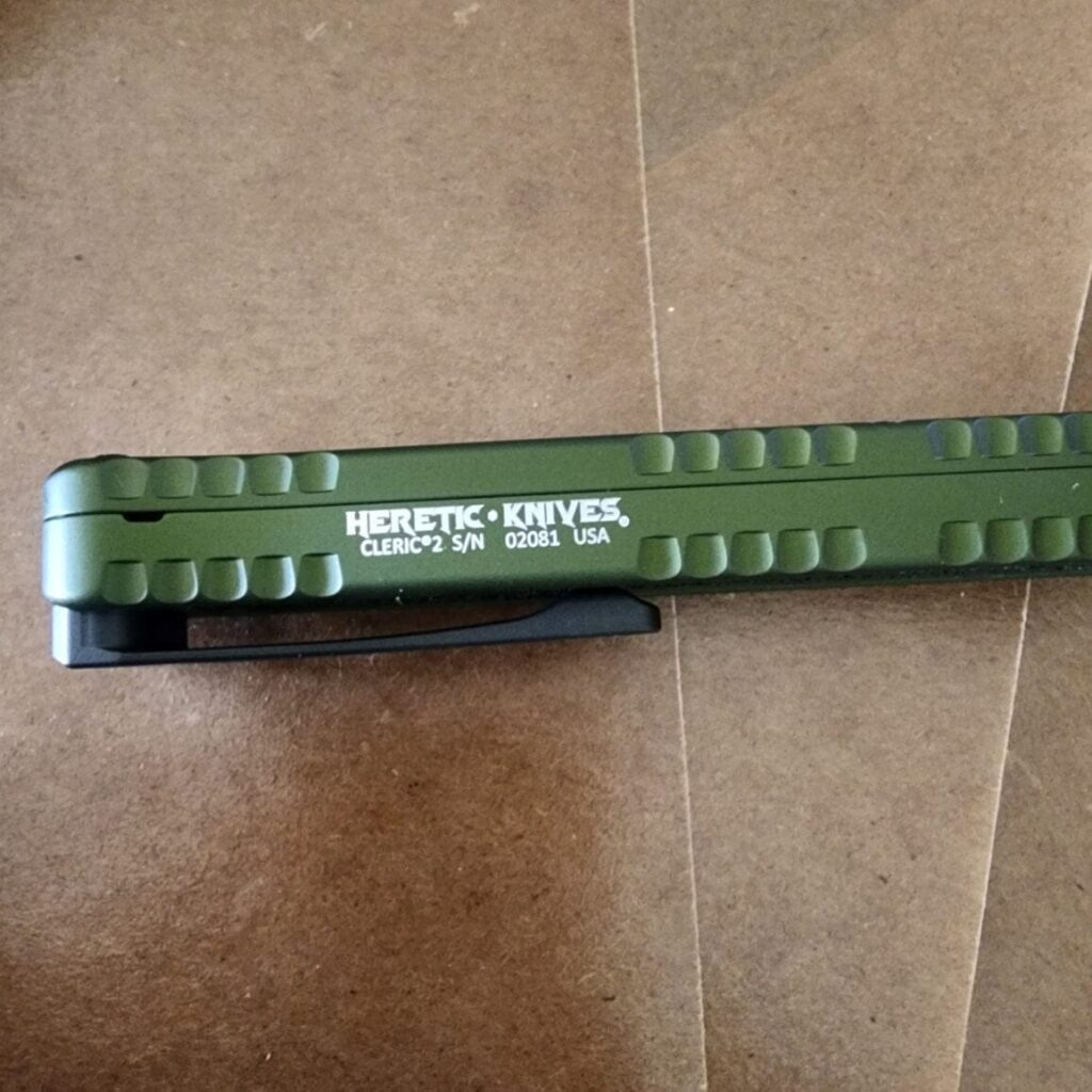 Heretic Cleric 2 Tanto DLC OD Green H019-6A-GRN SN 02081 – gallery image 3