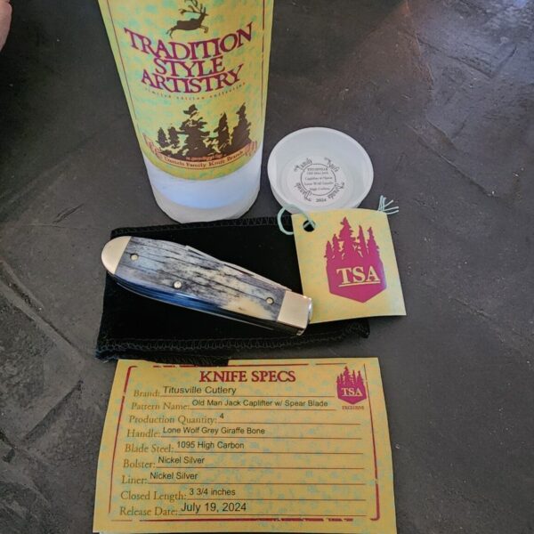 TSA Knives Exclusive Old Man Jack Caplifter w/ Spear Point blade in Lone Giraffe Bone (1 of 4) by Daniels 07/2024 - Image 5
