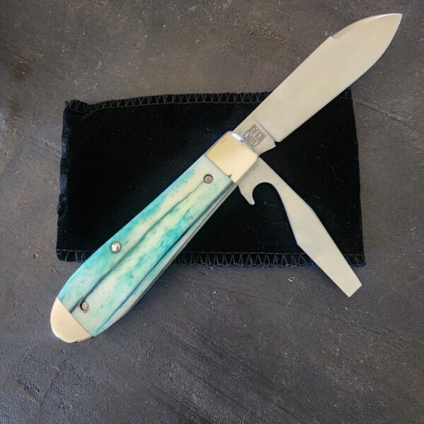 TSA Knives Exclusive Old Man Jack Caplifter w/ Spear Point blade in Mermaid Blue Giraffe Bone (1 of 4) by Daniels 07/2024 - Image 5