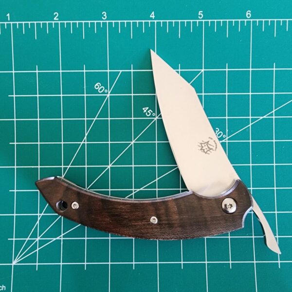 Fox/ Bastinelli Dragotac Friction Folder in N690 with Ziricote Wood Covers and Leather Sheath FOX518ZW - Image 8