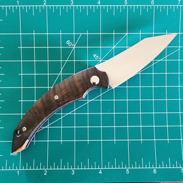Fox/ Bastinelli Dragotac Friction Folder in N690 with Ziricote Wood Covers and Leather Sheath FOX518ZW - Image 5