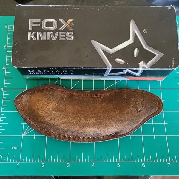 Fox/ Bastinelli Dragotac Friction Folder in N690 with Ziricote Wood Covers and Leather Sheath FOX518ZW - Image 2