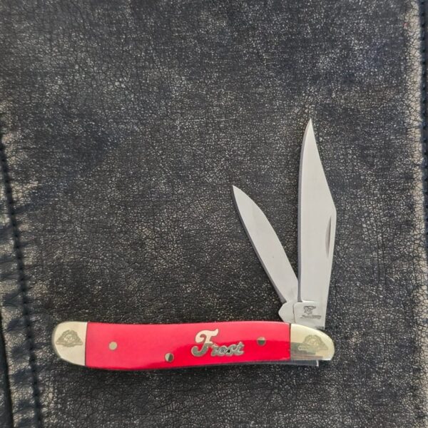 Frost Cutlery 2 Blade Slip joint in Red Smooth Bone