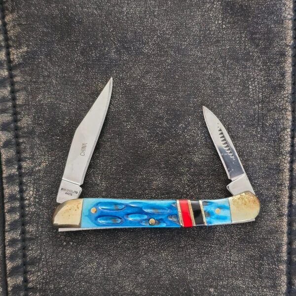 Frost Cutlery 2 Blade Slip joint in Blue Jigged Bone - Image 4