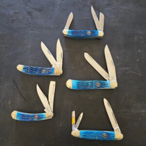 Frost Cutlery Steel Warrior Ocoee River Blue Jigged Bone Set of 5 Slip Joint Knives