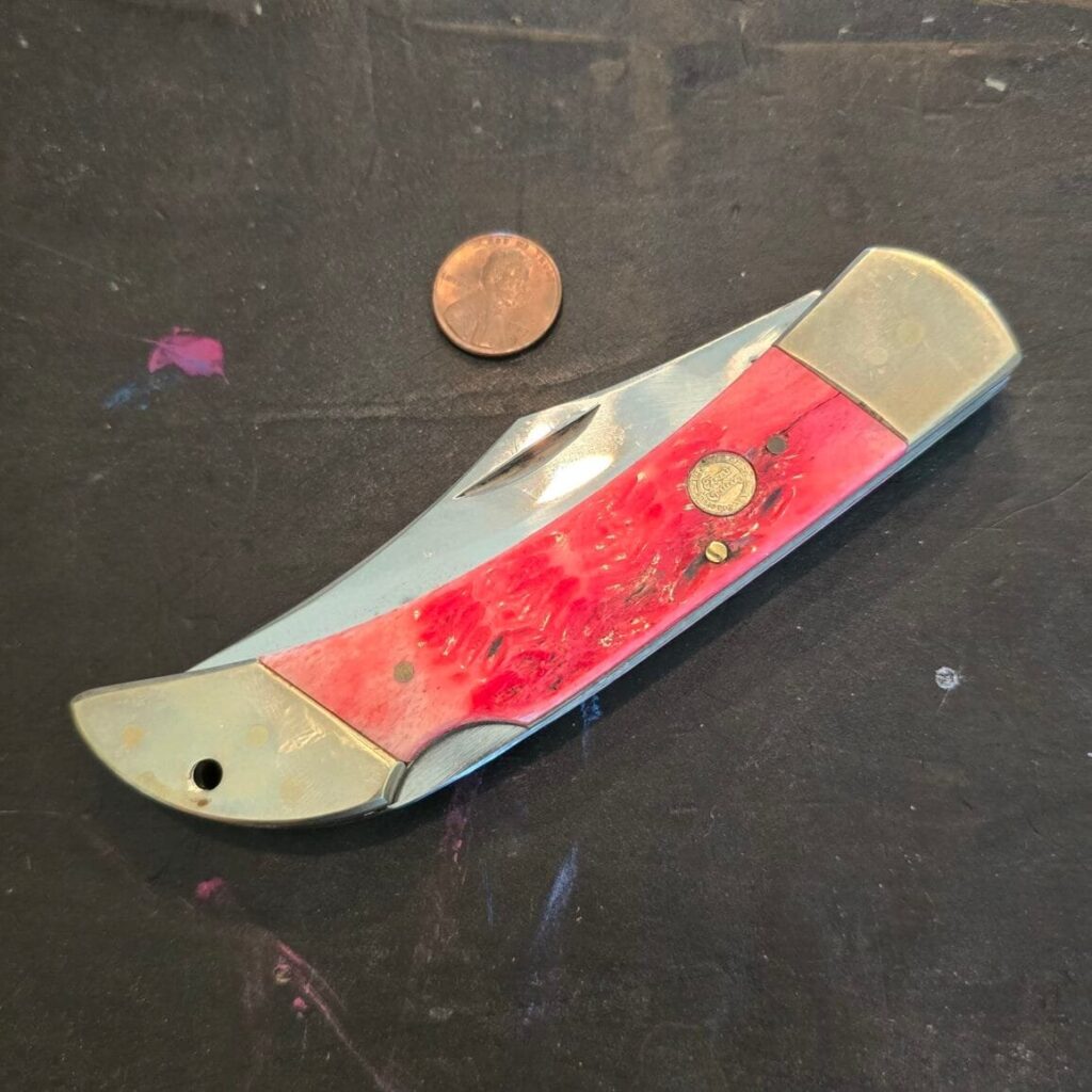 Frost Cutlery Jumbo Lockback Knife in Red Jigged Bone knife for sale