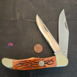 Frost Cutlery Jumbo Folding Knife in Brown Jigged Bone knife for sale