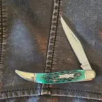Frost Cutlery Medium Toothpick in Green Jigged Bone knife for sale