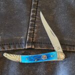 Frost Cutlery Small Toothpick in Blue Jigged Bone knife for sale