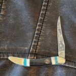 Frost Cutlery Small Toothpick in MOP and Turquoise knife for sale