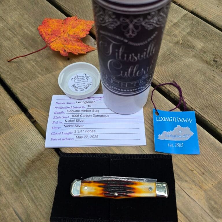 Titusville Cutlery Lexingtonian in Genuine Amber Stag and DAMASCUS by Daniels 2025 1 of 15