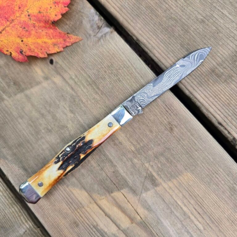 Titusville Cutlery Lexingtonian in Genuine Burnt Stag and DAMASCUS by Daniels 2025 1 of 15
