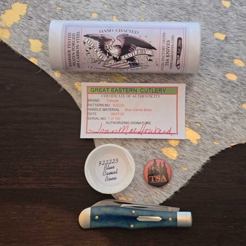 Great Eastern Cutlery #922225 Blue Camel Bone SFO FOR TSA KNIVES 1 OF 81 Hot Dog Shield knife for sale