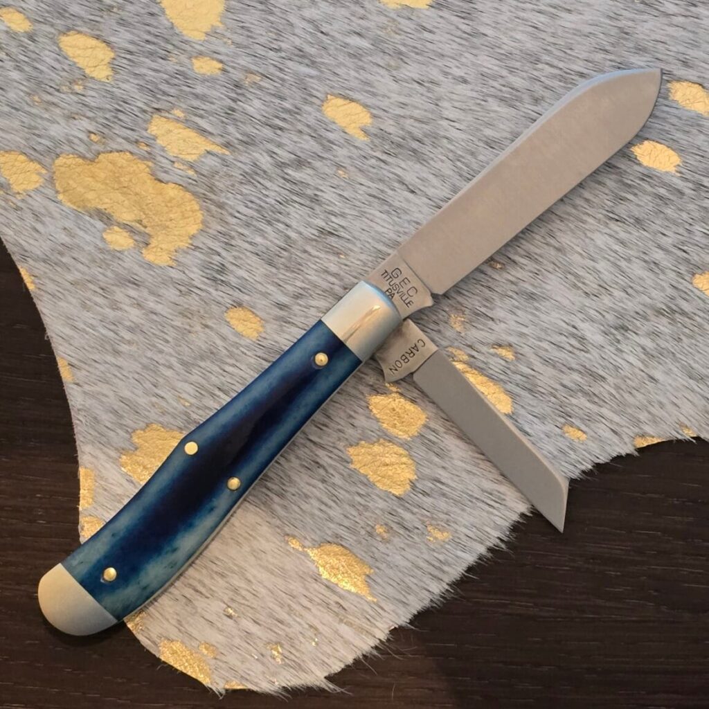 Great Eastern Cutlery #922225 Blue Camel Bone SFO FOR TSA KNIVES 1 OF 81 Hot Dog Shield knife for sale