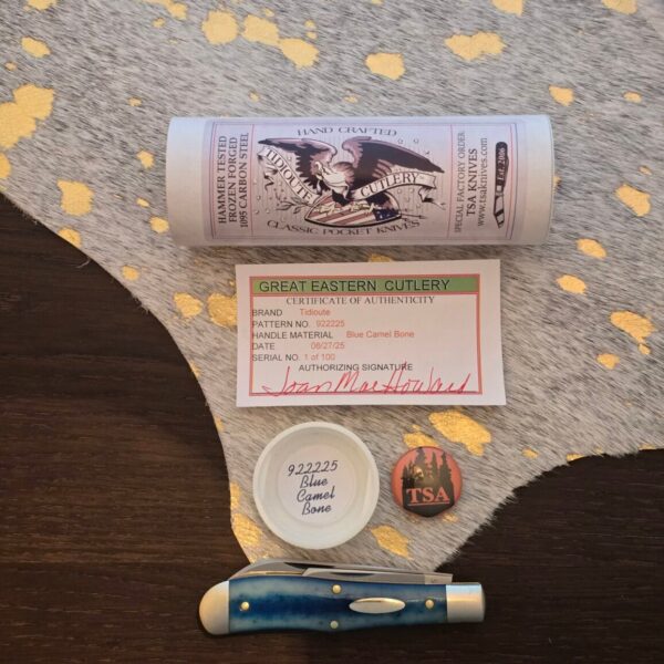 Great Eastern Cutlery #922225 Blue Camel Bone SFO FOR TSA KNIVES 1 OF 19 Oval Shield - Image 4